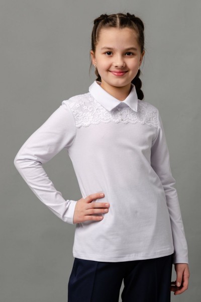 Миранда блузка детская дл. рукав - белый (НТ) Миранда блузка детская дл. рукав - белый (НТ)