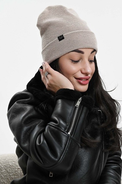 Шапка теплая в рубчик - бежевый (НТ) Шапка теплая в рубчик - бежевый (НТ)