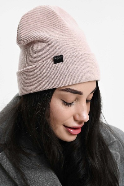Шапка теплая в рубчик - розовый (НТ)
