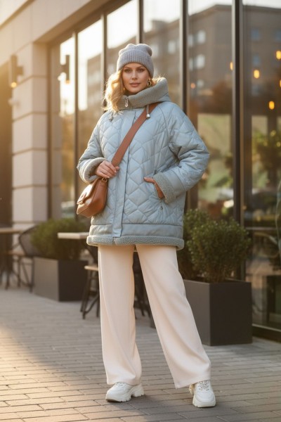 Куртка верблюжья шерсть, арт.310 - бирюзовый (НТ)