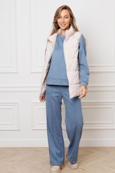 Костюм замшевый брючный 43043 - синий (НТ)