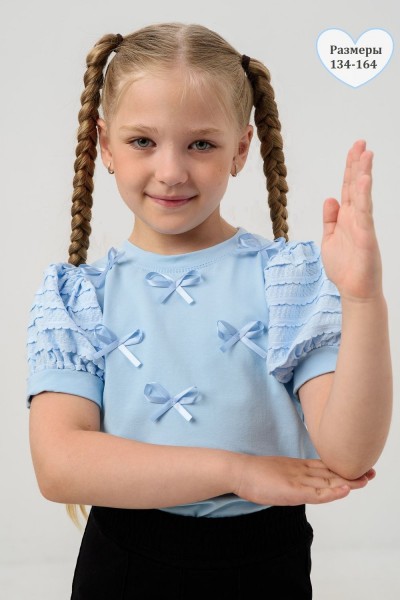 Блузка ЛЕЯ короткий рукав - голубой (НТ)