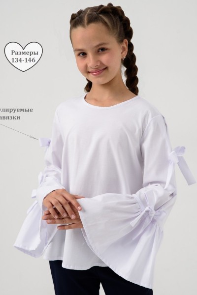 Блузка ЛОРА длинный рукав - белый (НТ)