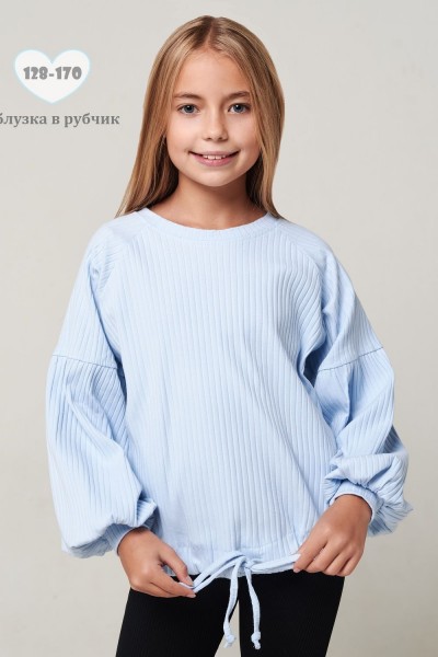 Блузка Кассандра длинный рукав - голубой (НТ)