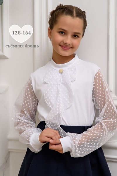 Блузка Олимпия длинный рукав - белый (НТ)