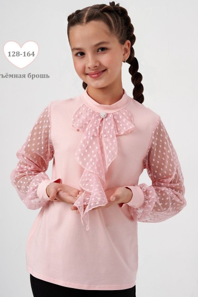 Блузка Олимпия длинный рукав - пудра (НТ)