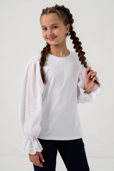 Блузка Евдокия длинный рукав - белый (НТ)