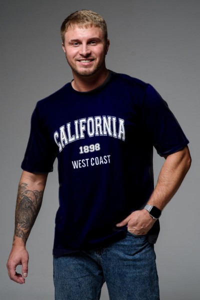 Футболка мужская 8503-1 - темно-синий+калифорния (НТ)