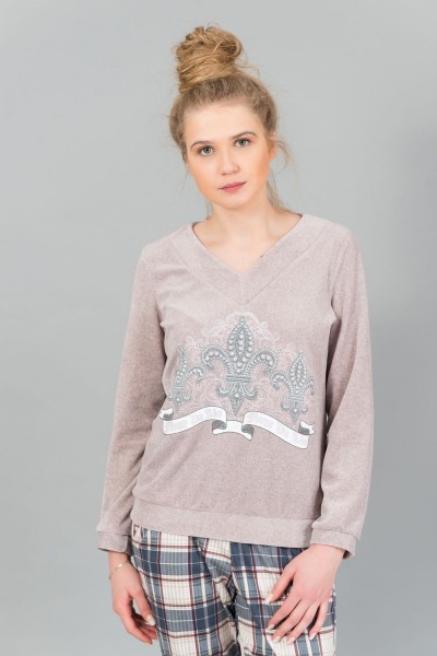 Женский домашний костюм с брюками и кофтой 178 - розовый (НТ)