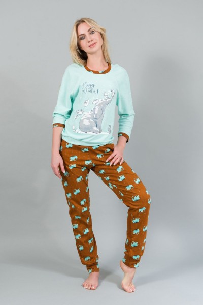 Женская пижама с брюками и кофтой 179 - ментол (НТ)