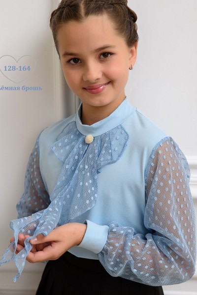 Блузка Олимпия длинный рукав - голубой (НТ)