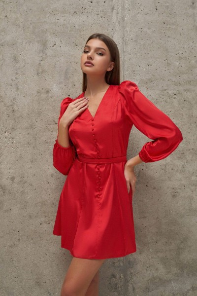 Платье атласное Валерия - красный (НТ) Платье атласное Валерия - красный (НТ)