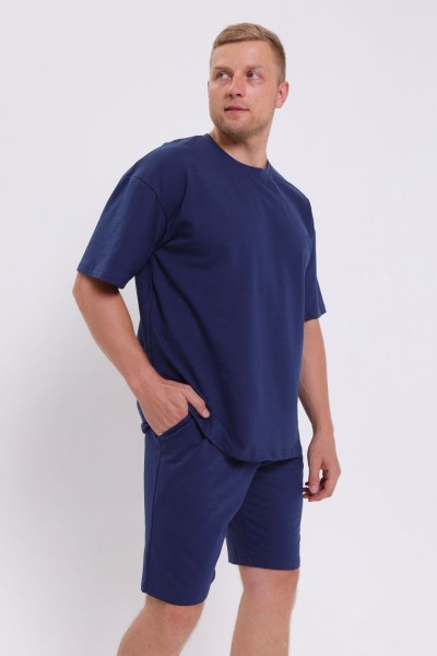 Костюм мужской футболка+шорты - синий (НТ)