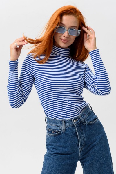 14439-1 Водолазка женская - полоса синий-белый (НТ)