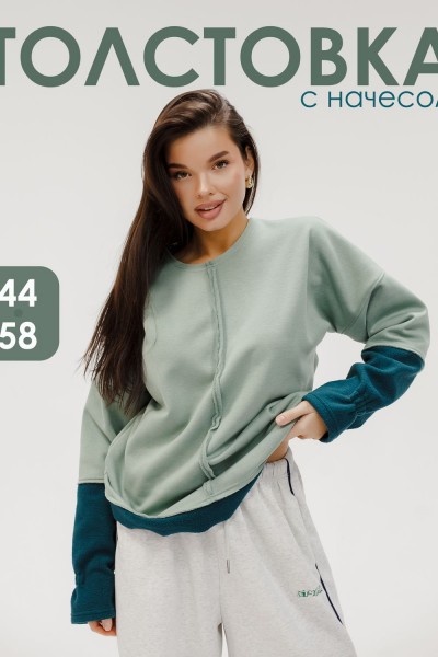 Толстовка женская с начесом - зеленый (НТ) Толстовка женская с начесом - зеленый (НТ)