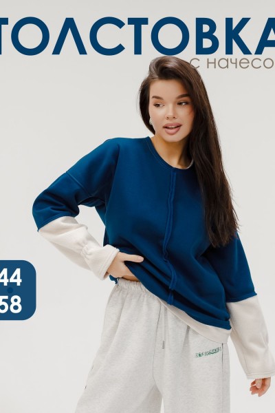 Толстовка женская с начесом - синий (НТ) Толстовка женская с начесом - синий (НТ)