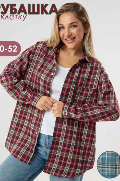 Рубашка женская в клетку - бордовый (НТ)