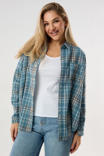 Рубашка женская в клетку - голубой (НТ)