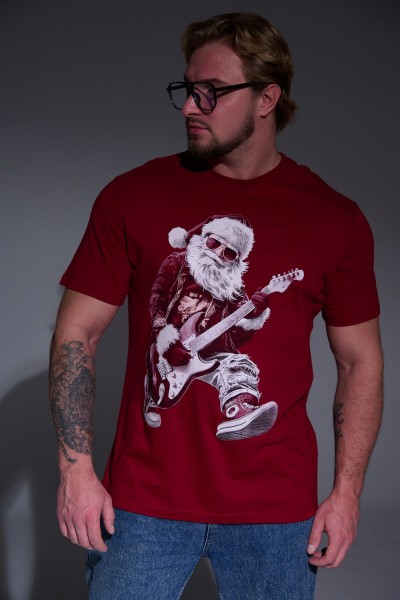 8581 футболка унисекс - бордо+Д мороз с гитарой (НТ)