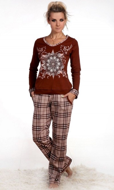 Женский домашний костюм с брюками и кофтой 22 - светло-коричневый (НТ) Женский домашний костюм с брюками и кофтой 22 - светло-коричневый (НТ)