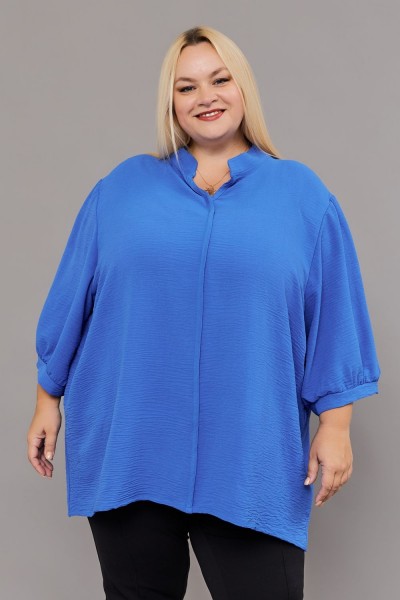 Блузка больших размеров (Б01 сингапур) - василек (НТ)