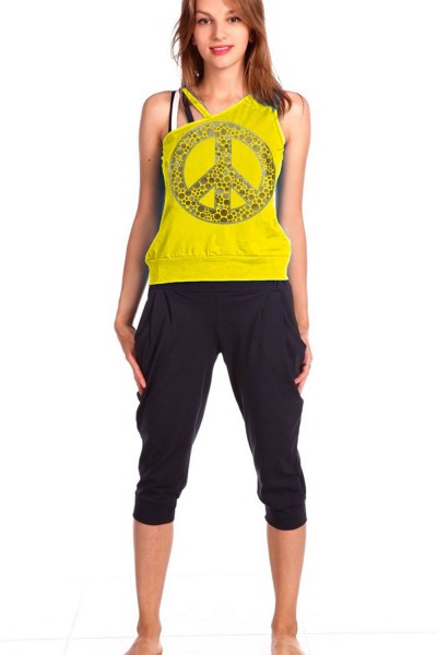 Женский домашний костюм с бриджами и майкой 33 - желтый (НТ)