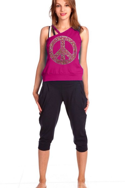 Женский домашний костюм с бриджами и майкой 33 - темно-розовый (НТ)