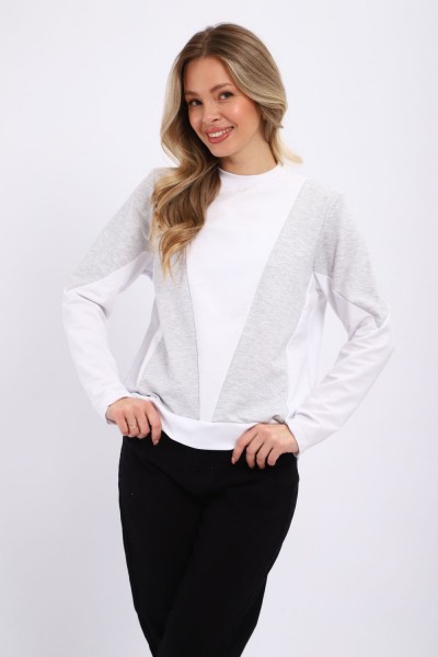 Свитшот повседневный Jjovi - белый-серый (НТ) Свитшот повседневный Jjovi - белый-серый (НТ)