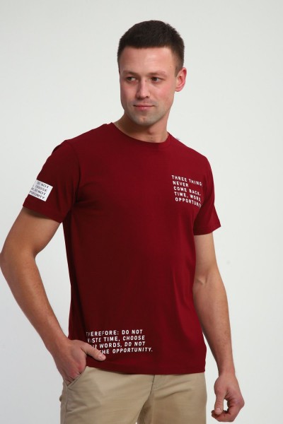 Футболка мужская 052 - бордовый (НТ)