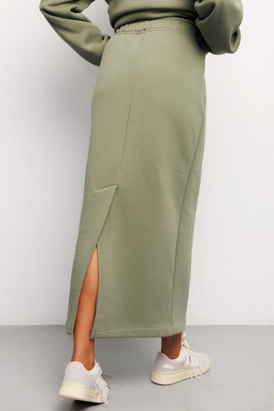 Юбка длинная макси с разрезом 388KHK - хаки (НТ)