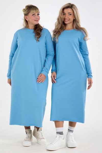 Платье-футер-длинное - голубой (НТ) Платье-футер-длинное - голубой (НТ)
