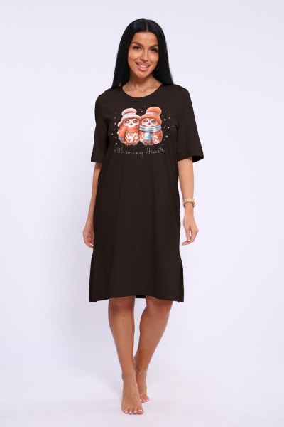 Ночная сорочка НС 525 - коричневый (НТ) Ночная сорочка НС 525 - коричневый (НТ)