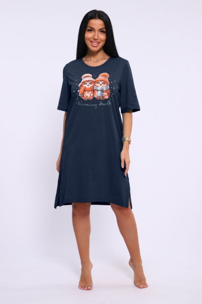 Ночная сорочка НС 525 - чернильный (НТ) Ночная сорочка НС 525 - чернильный (НТ)