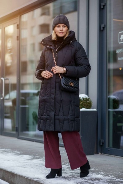 Зимняя куртка удлиненная, арт.28117 - черный (НТ) Зимняя куртка удлиненная, арт.28117 - черный (НТ)