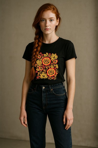 8589 футболка унисекс - черная+хохлома (НТ) 8589 футболка унисекс - черная+хохлома (НТ)