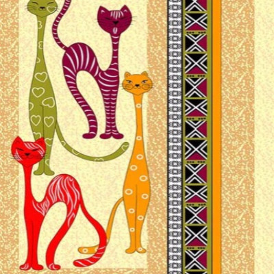 Полотенце вафельное купон 45Х60см - Египетские кошки (уп. 10шт)