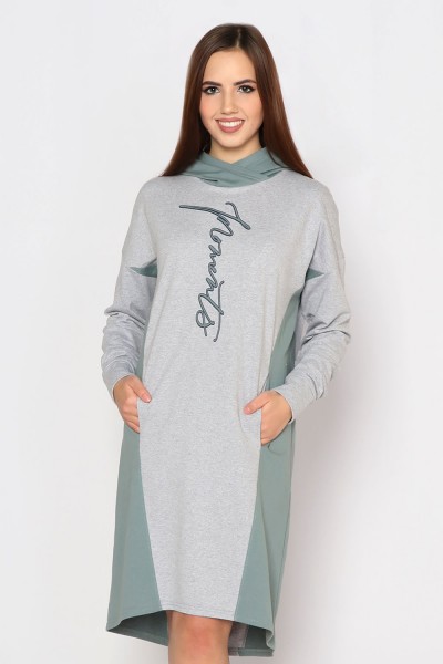 Платье Граффити серый меланж-хаки (MG) 