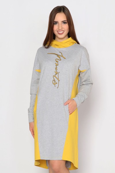 Платье Граффити серый меланж-горчица (MG) 
