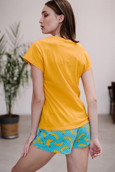 Женская пижама ЖП 022 (желтый+бананы с горохом) (НЖ)