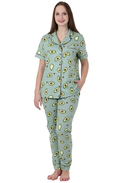 Пижама брюки - Авокадо зеленый 1641.К кор. рукав (ОТ)
