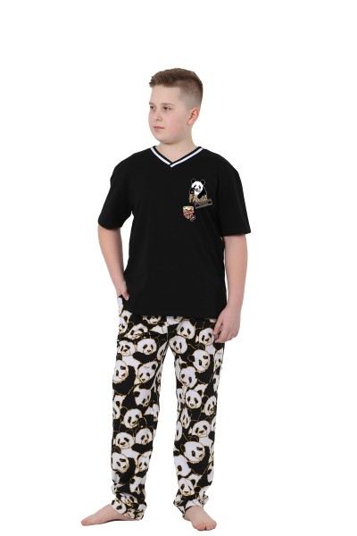 Пижама детская для мальчика  - Панда 1633.К черный  (ОТ)