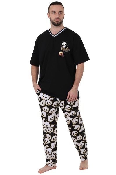 Пижама брюки - Панда 1638.К черный (ОТ)