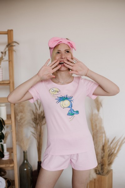 Женская пижама ЖП 064.2 розовый+синяя птица (НЖ)