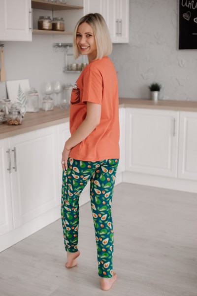 Женская пижама - ЖП 024 (терракотовый+авокадо) (НЖ)