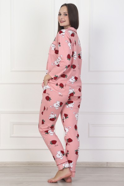Пижама брюки - Клубничный зайка классическая розовый 1828.К (ОТ)