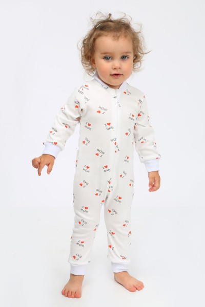 Комбинезон нательный на молнии I love - белый (НТ) Комбинезон нательный на молнии I love - белый (НТ)