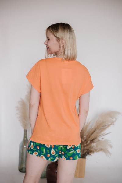Женская пижама ЖП 022 (оранжевый+принт авокадо) (НЖ)