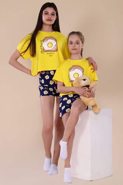 Пижама для девочки Яичница арт. ПД-019-036 - желтый (НТ)