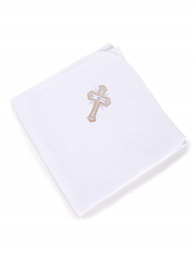 Крестильное полотенце с крестиком из страз 0539 (АНГ)