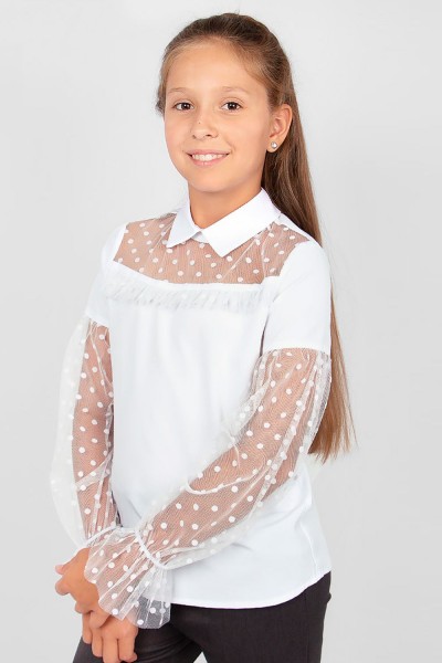 Блузка для девочки 0201 - белый (НТ)